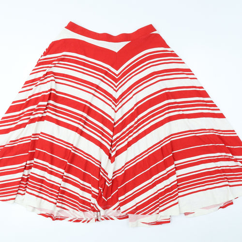 Linea Womens Red Striped Viscose A-Line Skirt Size 10
