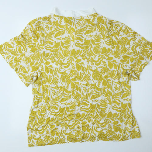 Marks and Spencer Womens Yellow Floral Polyester Basic Blouse Size 20 V-Neck