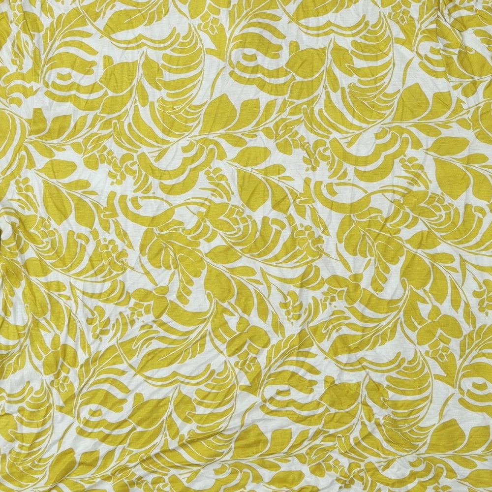 Marks and Spencer Womens Yellow Floral Polyester Basic Blouse Size 20 V-Neck