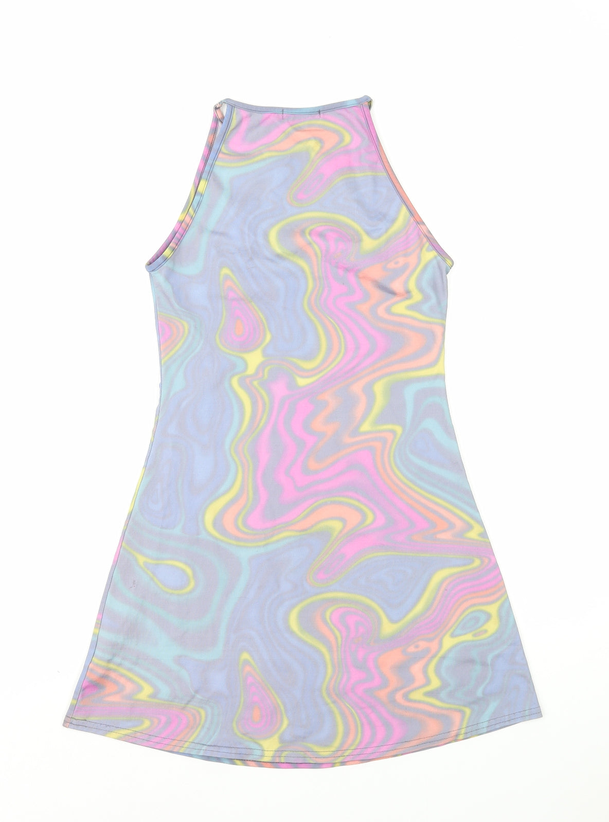 Topshop Womens Multicoloured Geometric Nylon A-Line Size 8 Round Neck Pullover