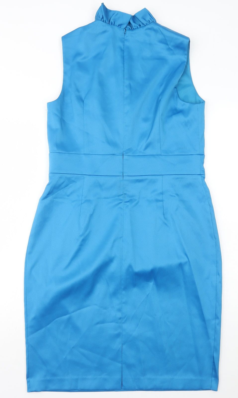 Jessica Howard Womens Blue Polyester Pencil Dress Size 16 V-Neck Zip