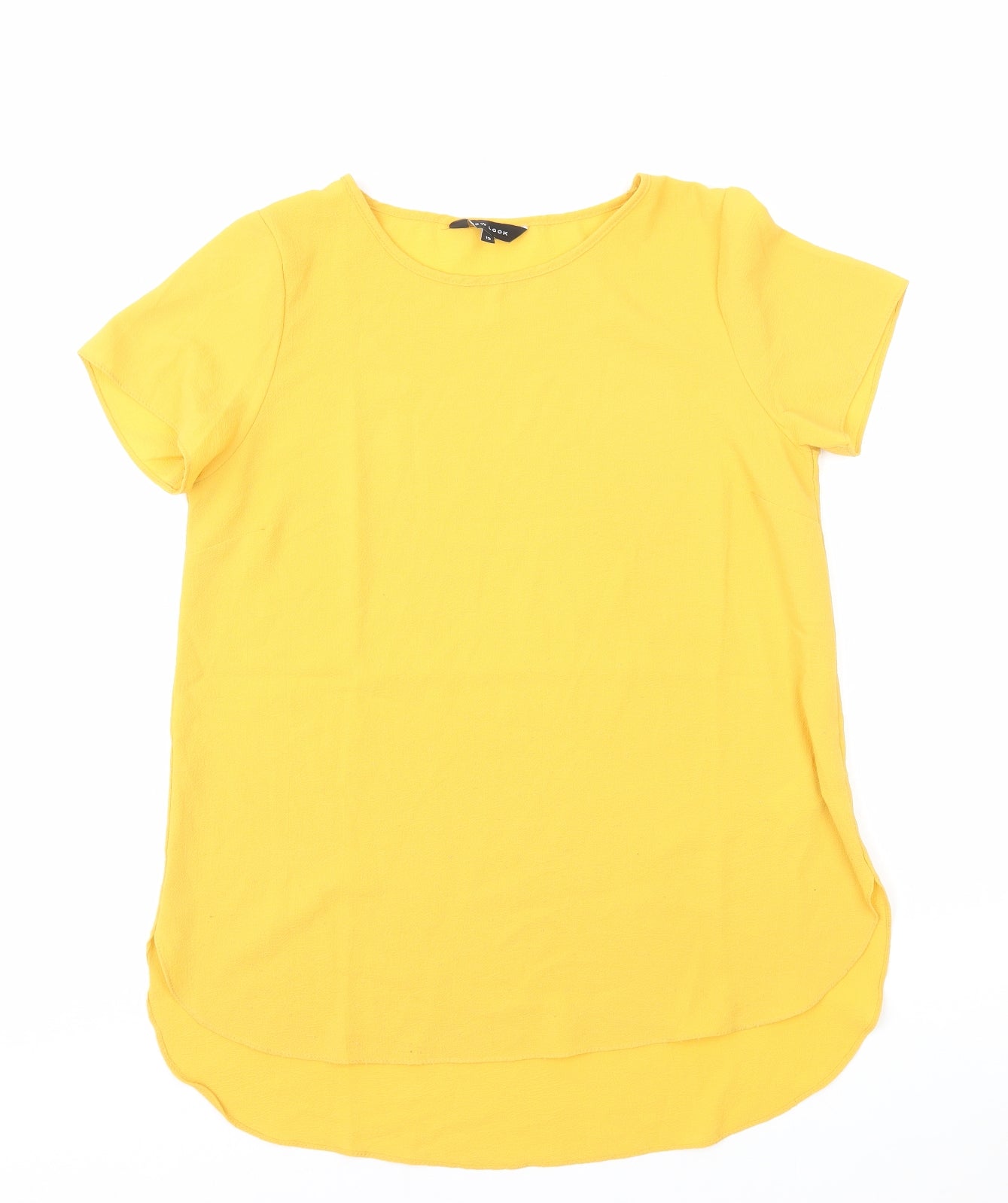 New Look Womens Yellow Viscose Basic T-Shirt Size 12 Round Neck