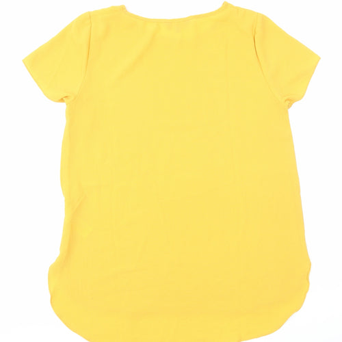 New Look Womens Yellow Viscose Basic T-Shirt Size 12 Round Neck