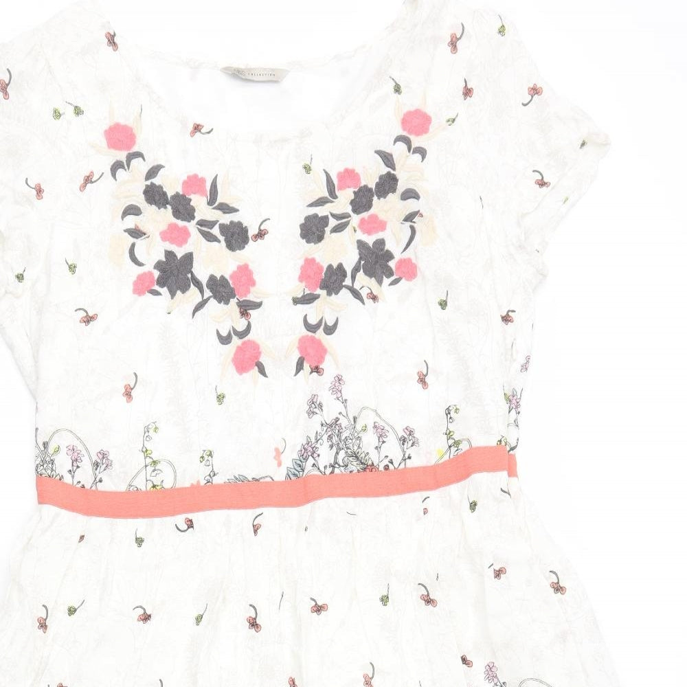 Marks and Spencer Womens Multicoloured Geometric Viscose A-Line Size 16 Round Neck Zip