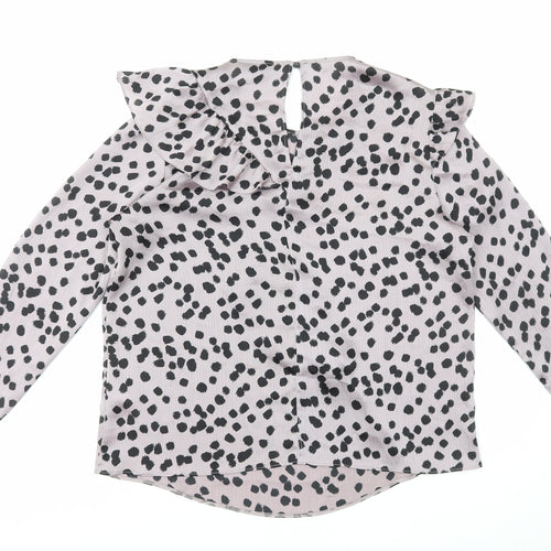 Topshop Womens Purple Geometric Polyester Basic Blouse Size 12 Round Neck