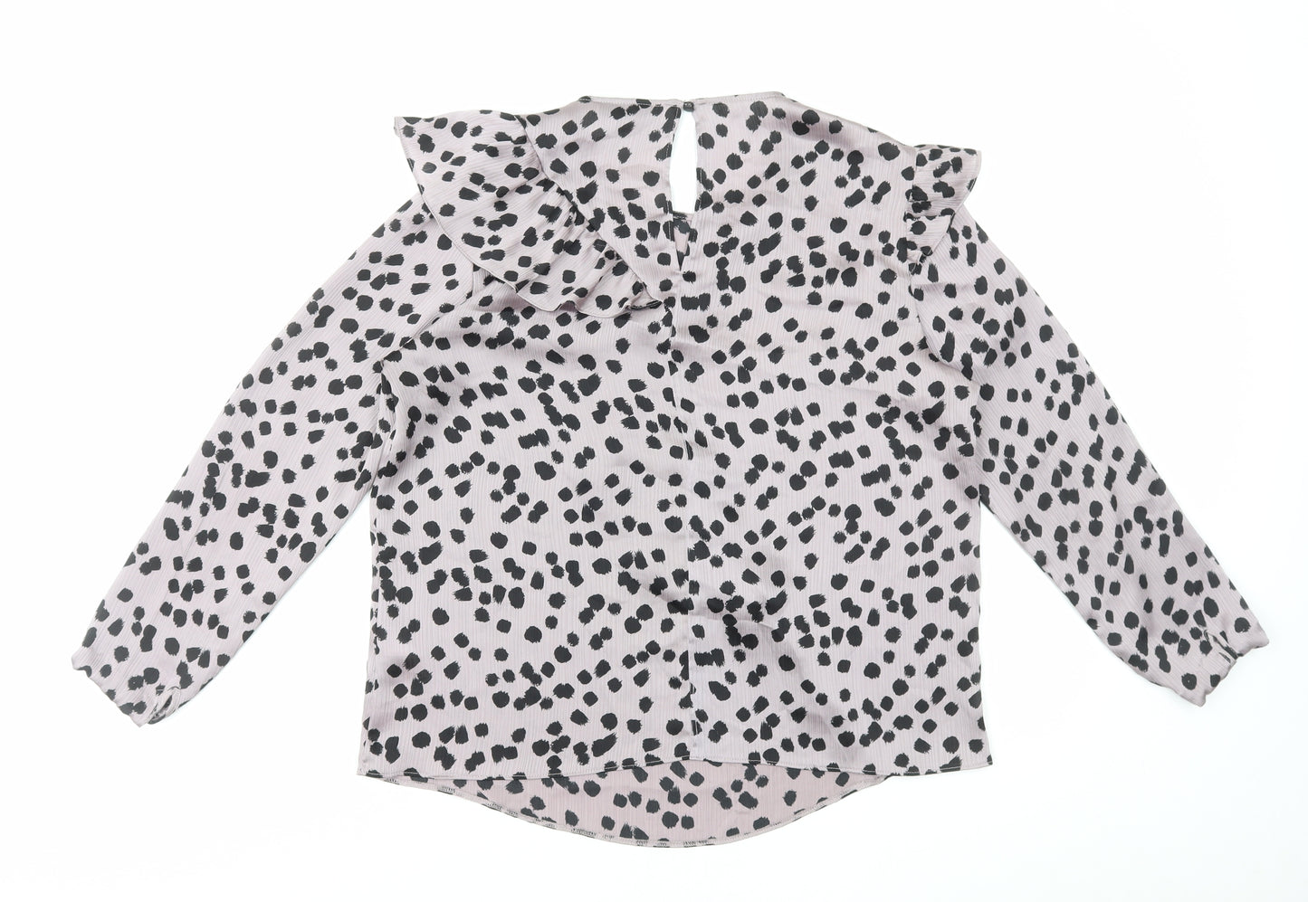 Topshop Womens Purple Geometric Polyester Basic Blouse Size 12 Round Neck
