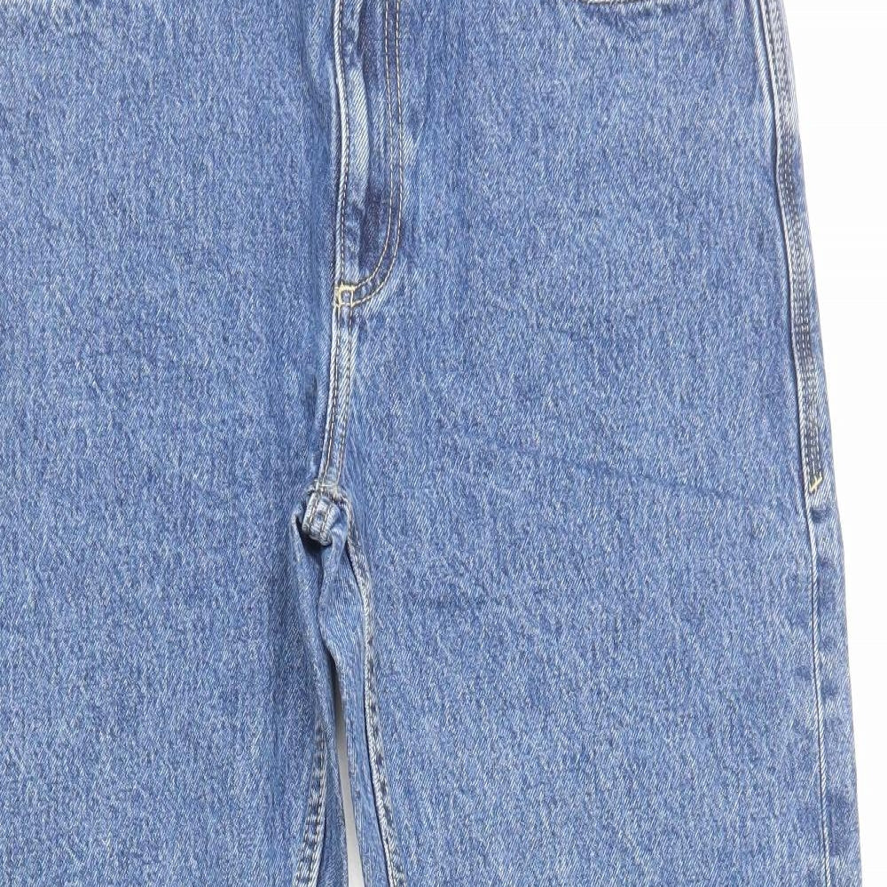 Marks and Spencer Womens Blue Cotton Straight Jeans Size 16 L27 in Regular Zip