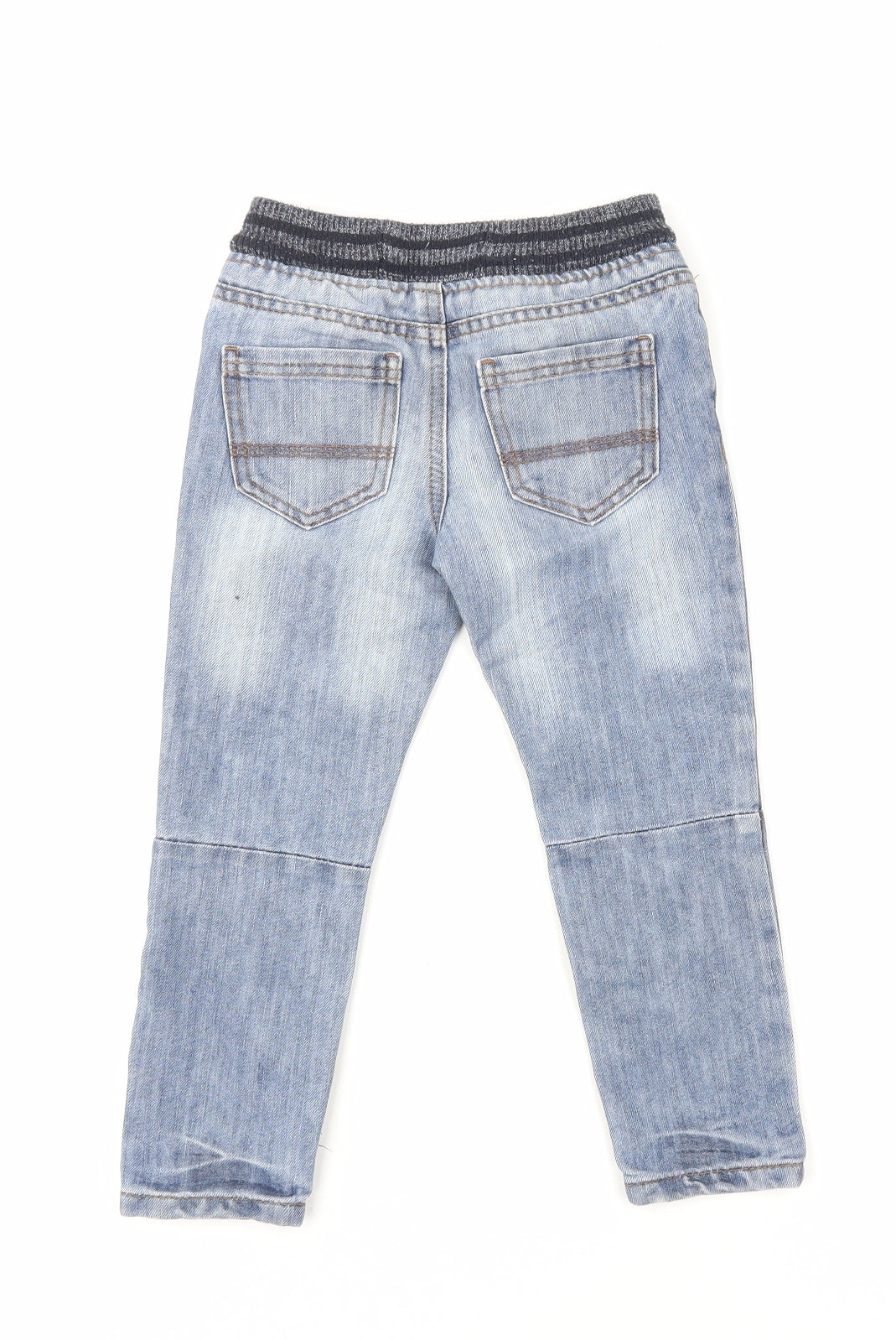 Primark Boys Blue Cotton Skinny Jeans Size 4-5 Years Regular Drawstring