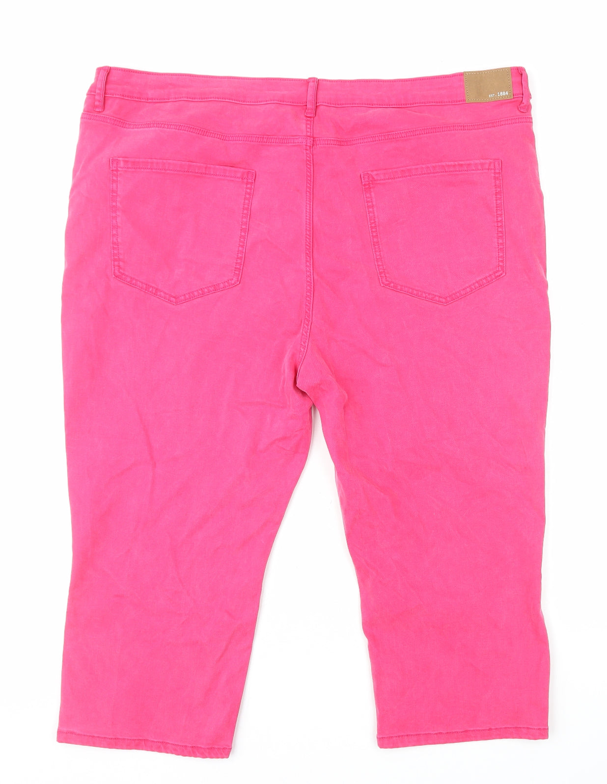Marks and Spencer Womens Pink Cotton Capri Jeans Size 24 L20 in Regular Zip