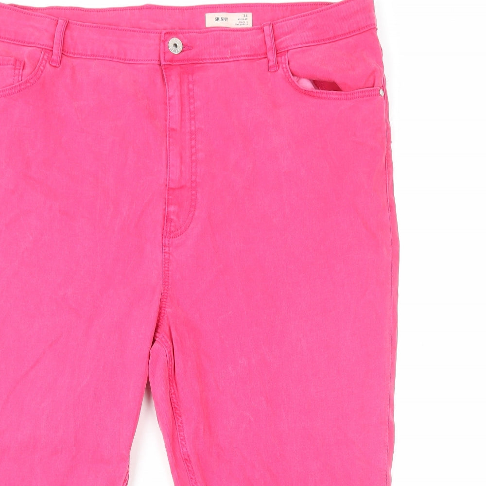 Marks and Spencer Womens Pink Cotton Capri Jeans Size 24 L20 in Regular Zip