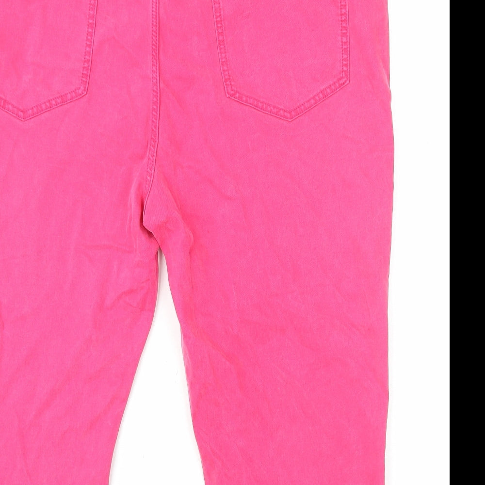 Marks and Spencer Womens Pink Cotton Capri Jeans Size 24 L20 in Regular Zip