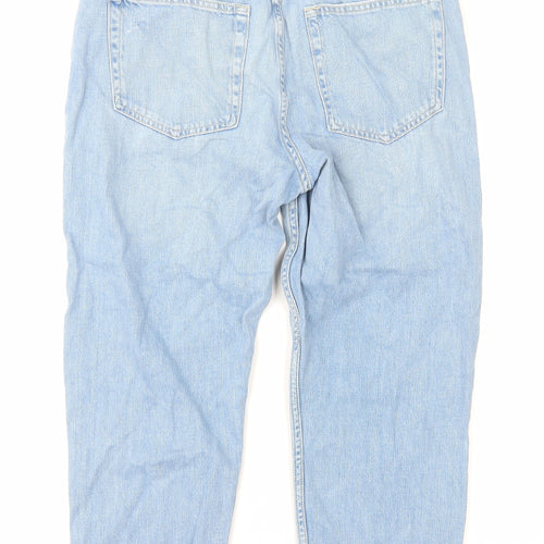 Topshop Womens Blue Cotton Tapered Jeans Size 10 L25 in Regular Button