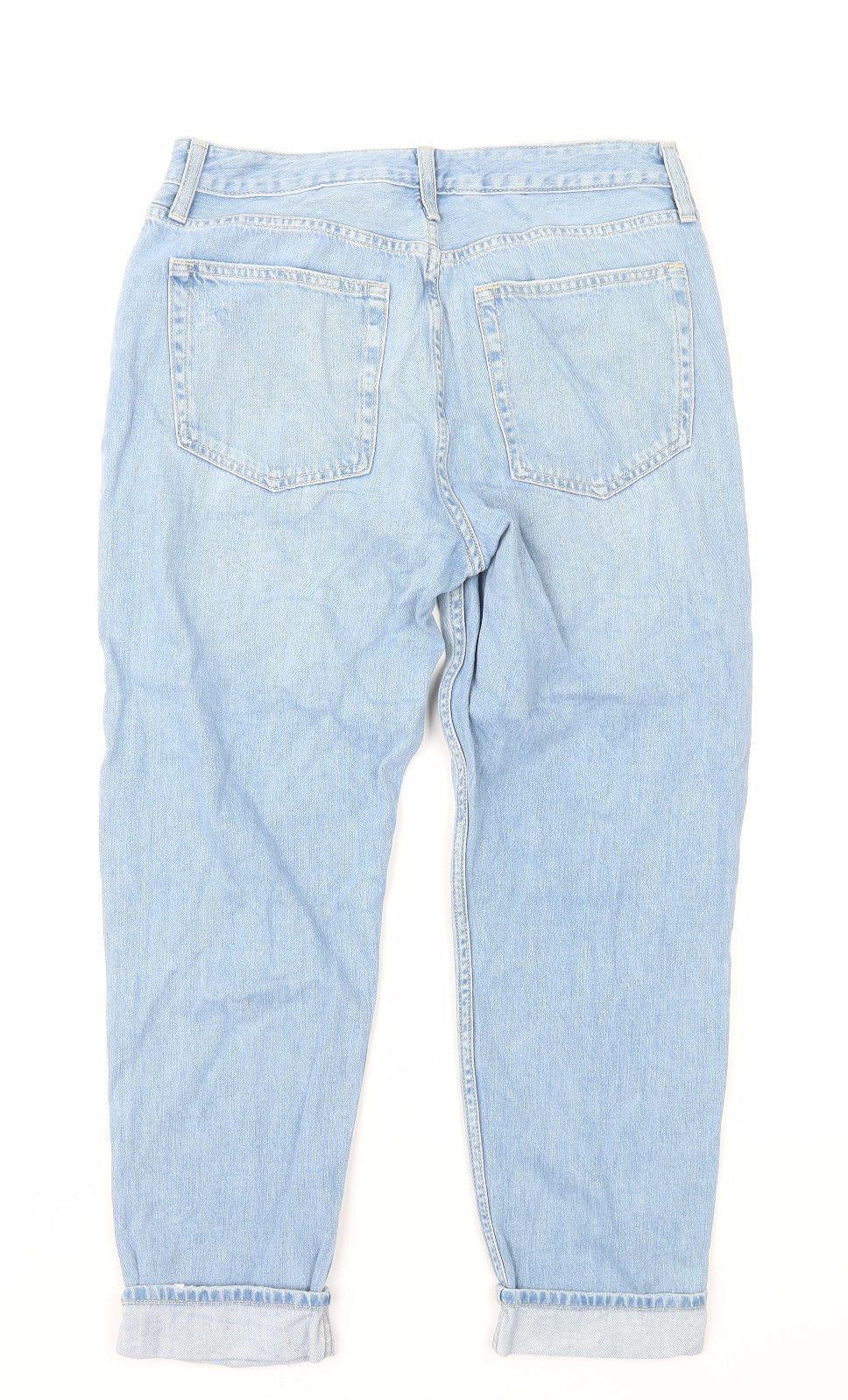 Topshop Womens Blue Cotton Tapered Jeans Size 10 L25 in Regular Button