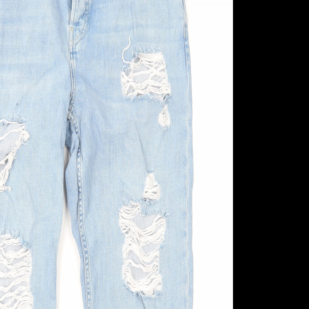 Topshop Womens Blue Cotton Tapered Jeans Size 10 L25 in Regular Button