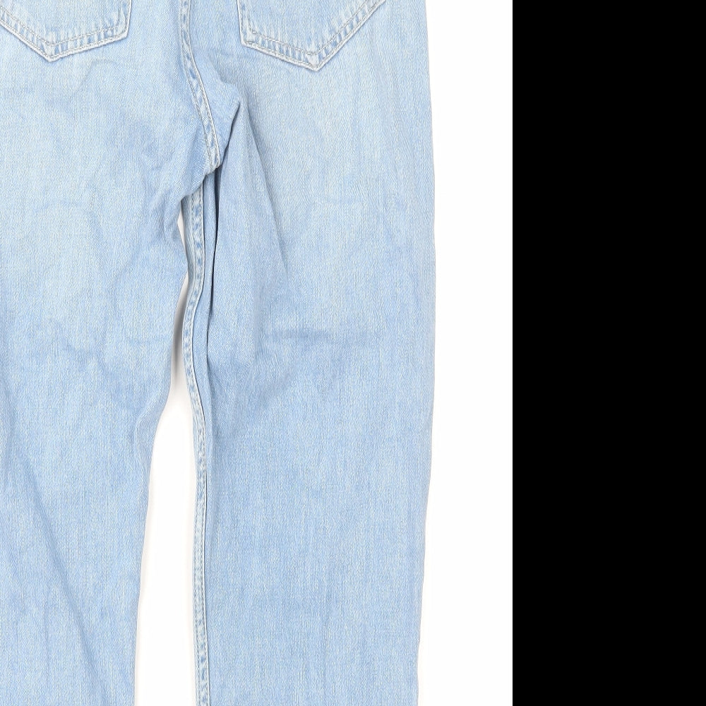 Topshop Womens Blue Cotton Tapered Jeans Size 10 L25 in Regular Button
