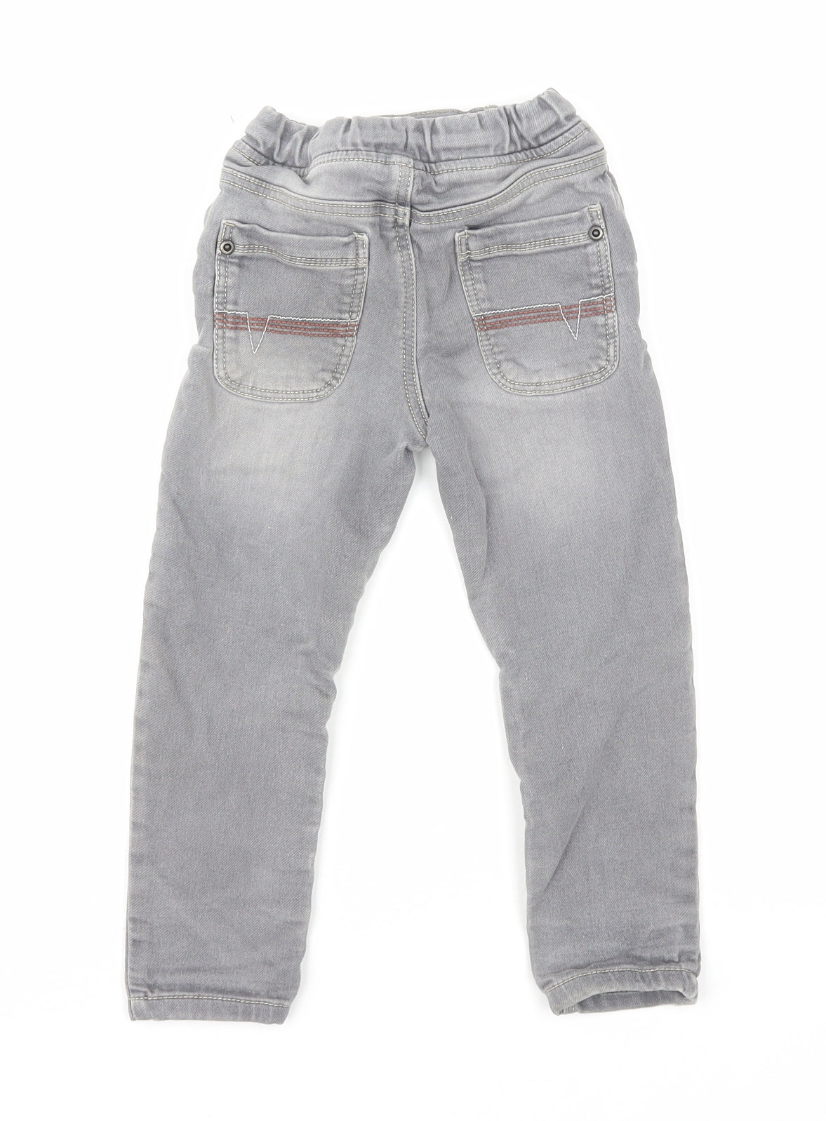 TU Boys Grey Cotton Skinny Jeans Size 3-4 Years Regular Drawstring - Dinosaur Embroidery