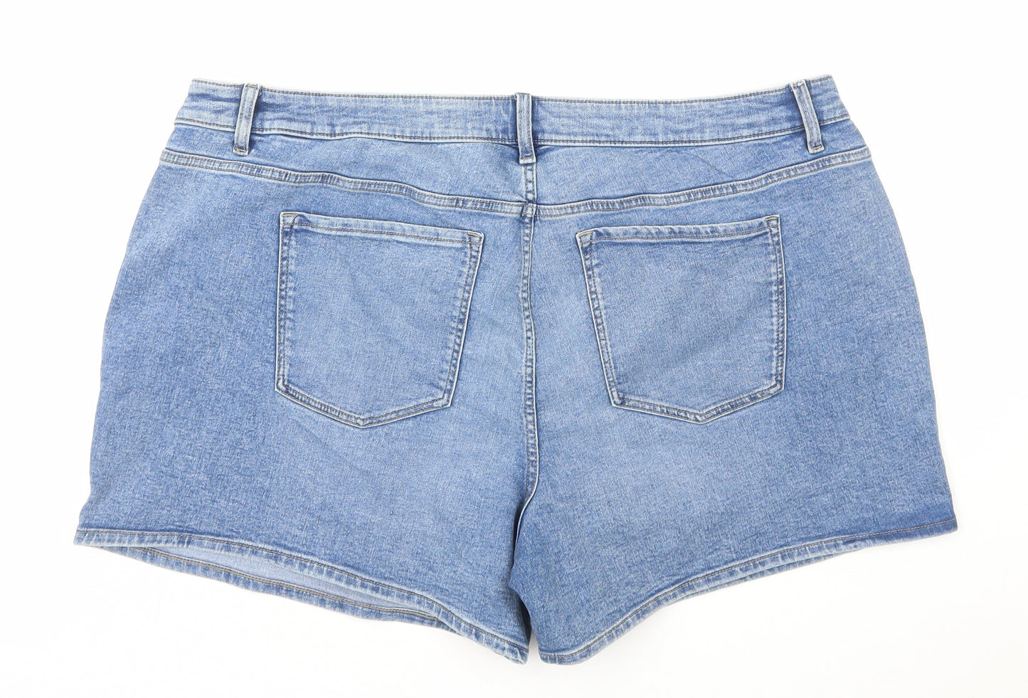 Marks and Spencer Womens Blue Cotton Hot Pants Shorts Size 24 L5 in Regular Zip