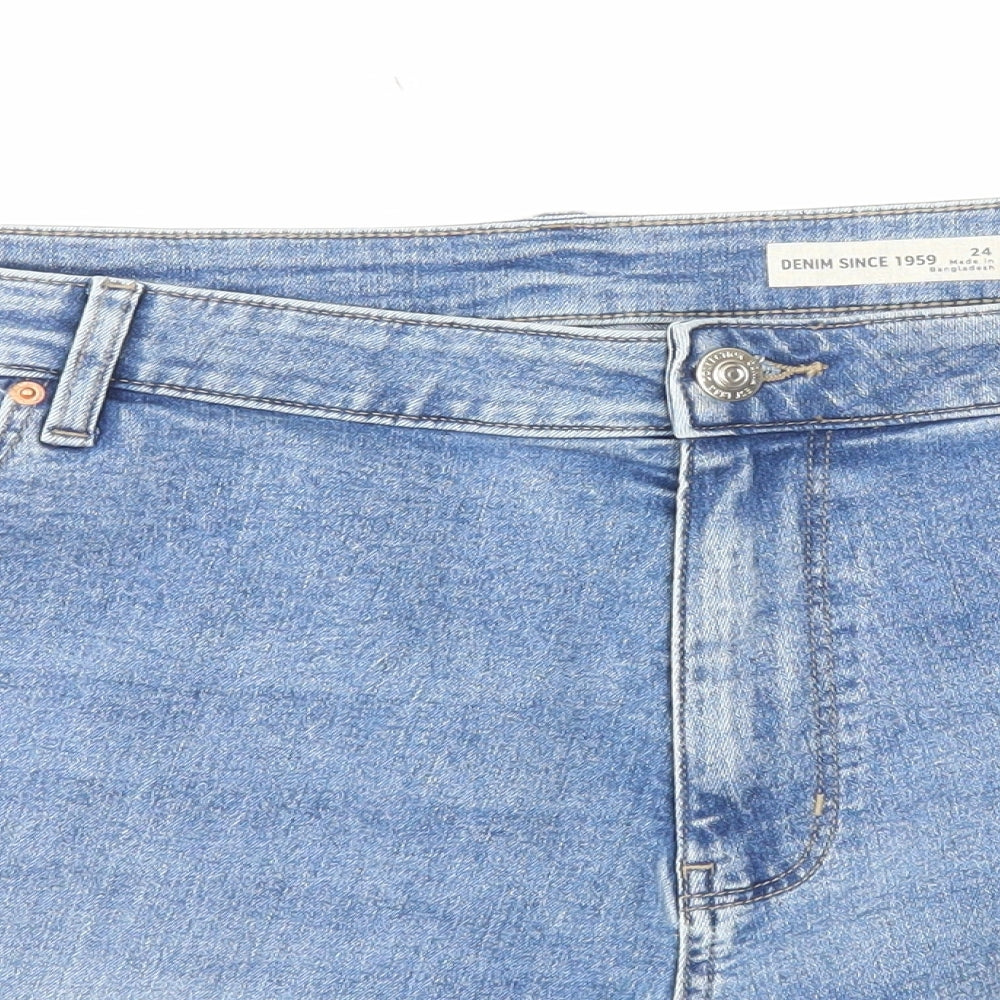 Marks and Spencer Womens Blue Cotton Hot Pants Shorts Size 24 L5 in Regular Zip