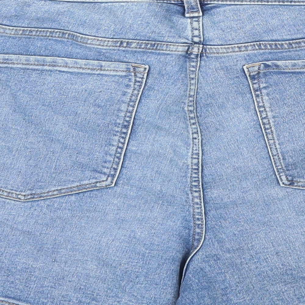 Marks and Spencer Womens Blue Cotton Hot Pants Shorts Size 24 L5 in Regular Zip