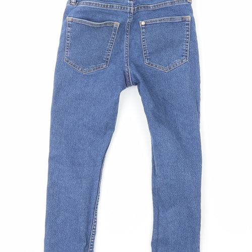 H&M Girls Blue Cotton Skinny Jeans Size 7-8 Years L20 in Regular Snap