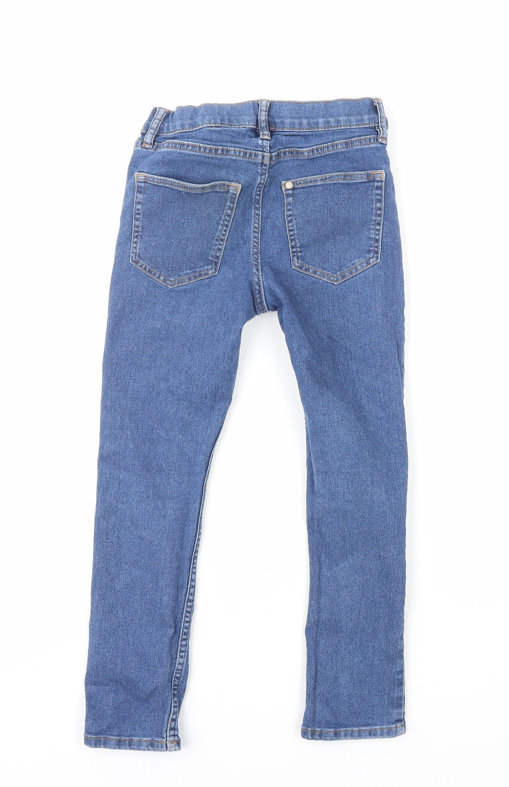H&M Girls Blue Cotton Skinny Jeans Size 7-8 Years L20 in Regular Snap