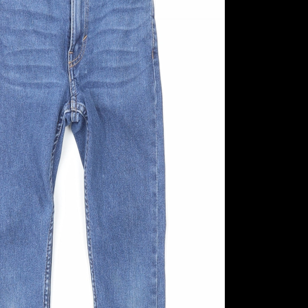 H&M Girls Blue Cotton Skinny Jeans Size 7-8 Years L20 in Regular Snap