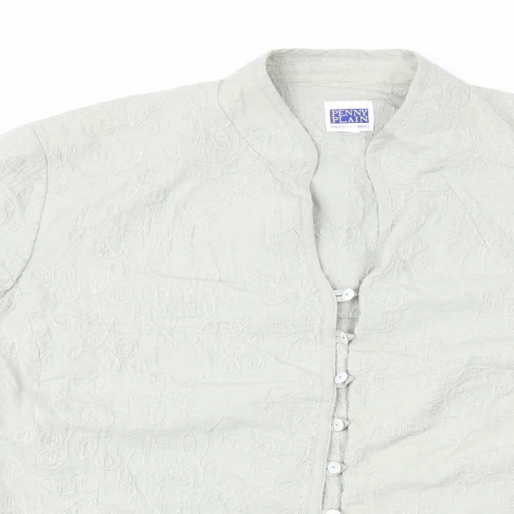 Penny Plain Womens Green Jacket Size L Button