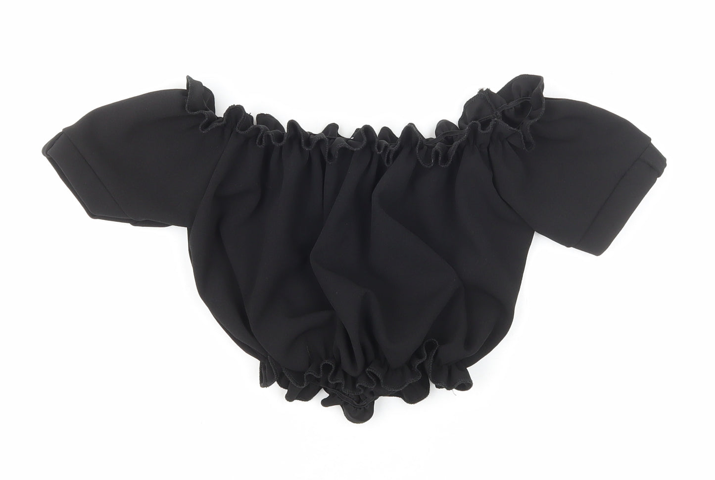 New Look Womens Black Polyester Cropped T-Shirt Size 6 Off the Shoulder