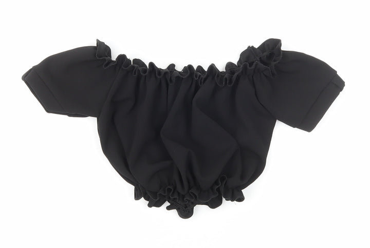 New Look Womens Black Polyester Cropped T-Shirt Size 6 Off the Shoulder