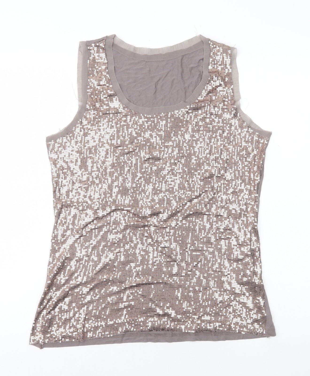 Preworn Womens Grey Polyester Basic Tank Size 12 Scoop Neck