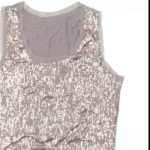 Preworn Womens Grey Polyester Basic Tank Size 12 Scoop Neck