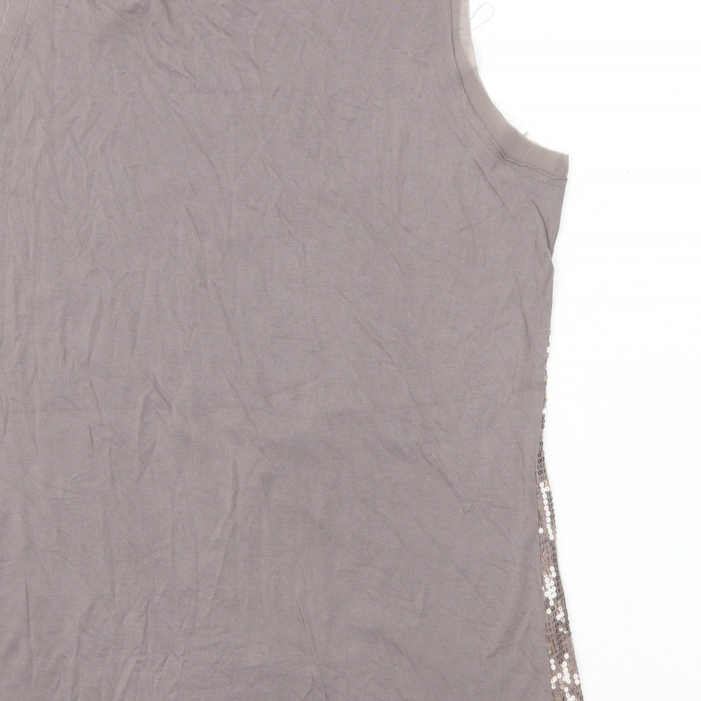 Preworn Womens Grey Polyester Basic Tank Size 12 Scoop Neck
