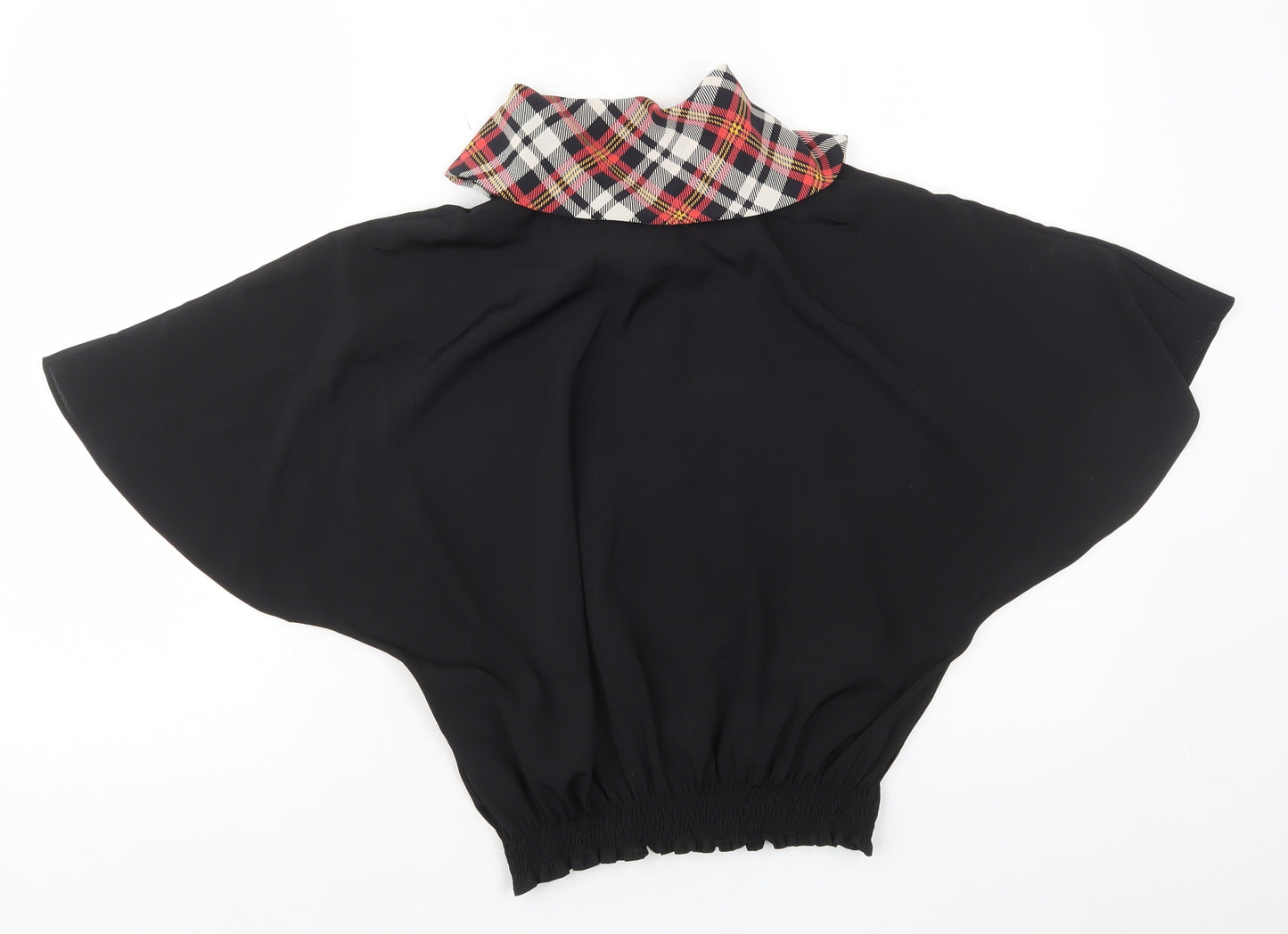 Precis Womens Black Polyester Cropped Button-Up Size 16 Collared