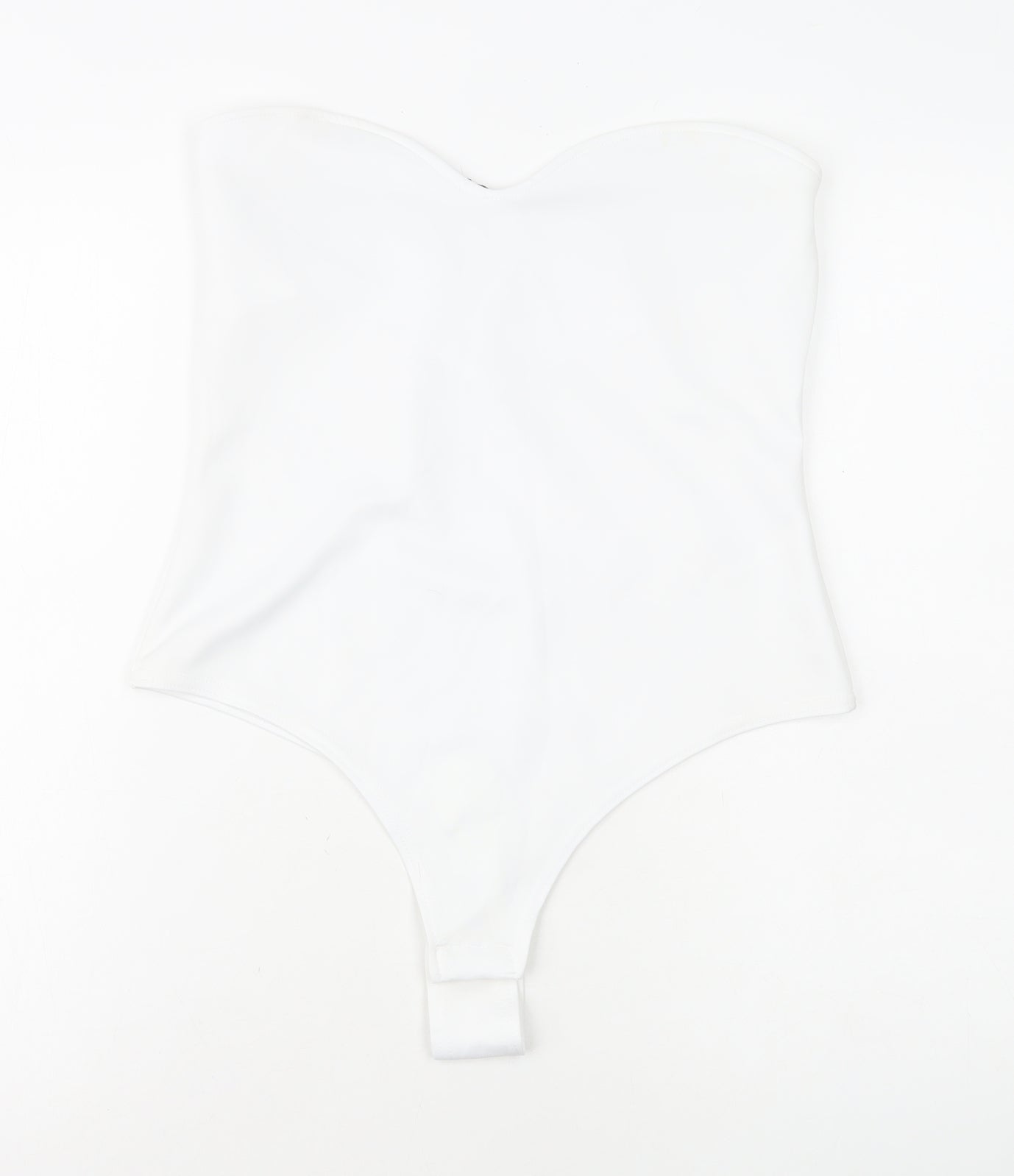 PRETTYLITTLETHING Womens White Polyester Bodysuit One-Piece Size 16 Snap