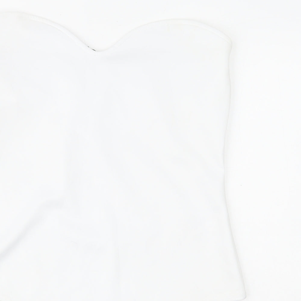 PRETTYLITTLETHING Womens White Polyester Bodysuit One-Piece Size 16 Snap