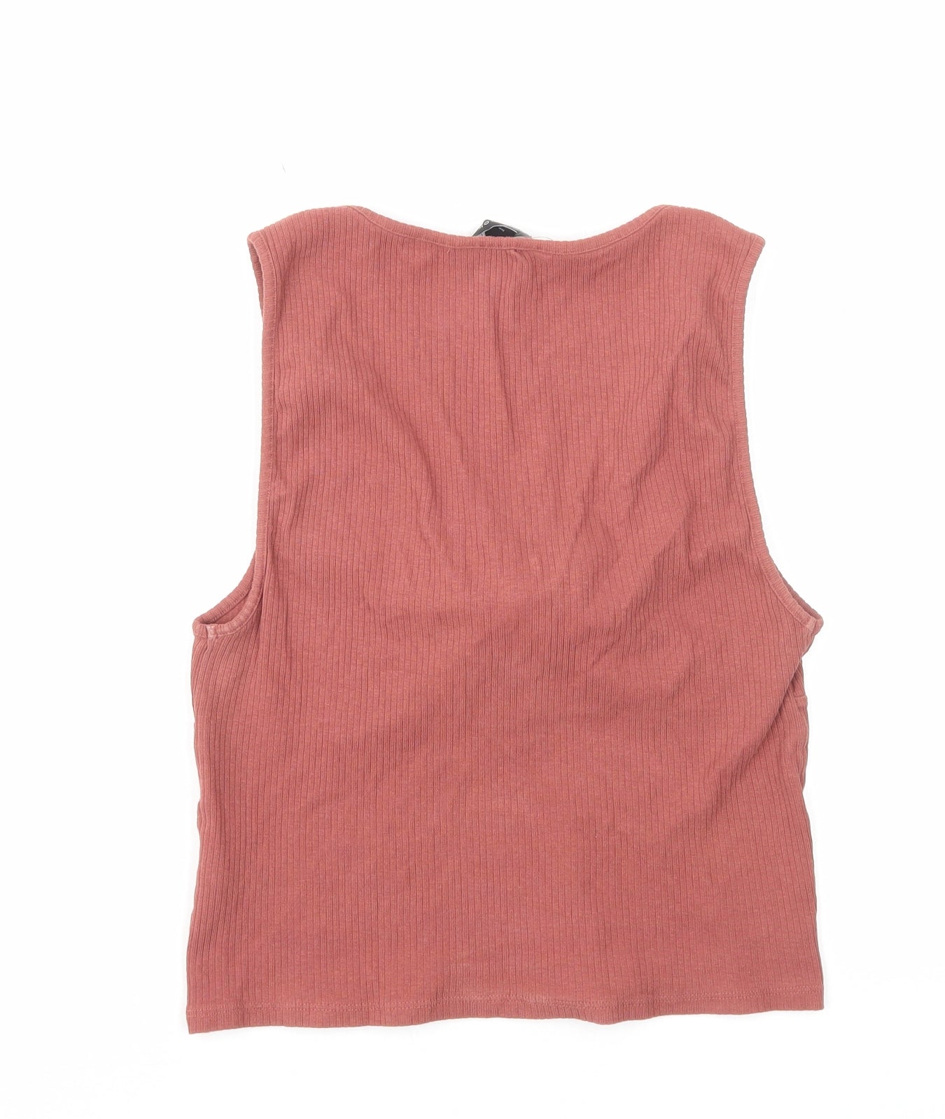 New Look Womens Red Cotton Cropped Tank Size 16 V-Neck - Tie Front Detail