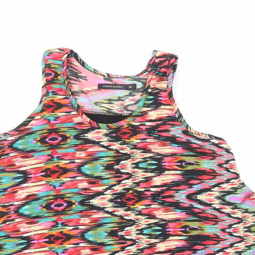 Cuesta Blanca Womens Multicoloured Geometric Viscose Basic Tank Size 14 Round Neck