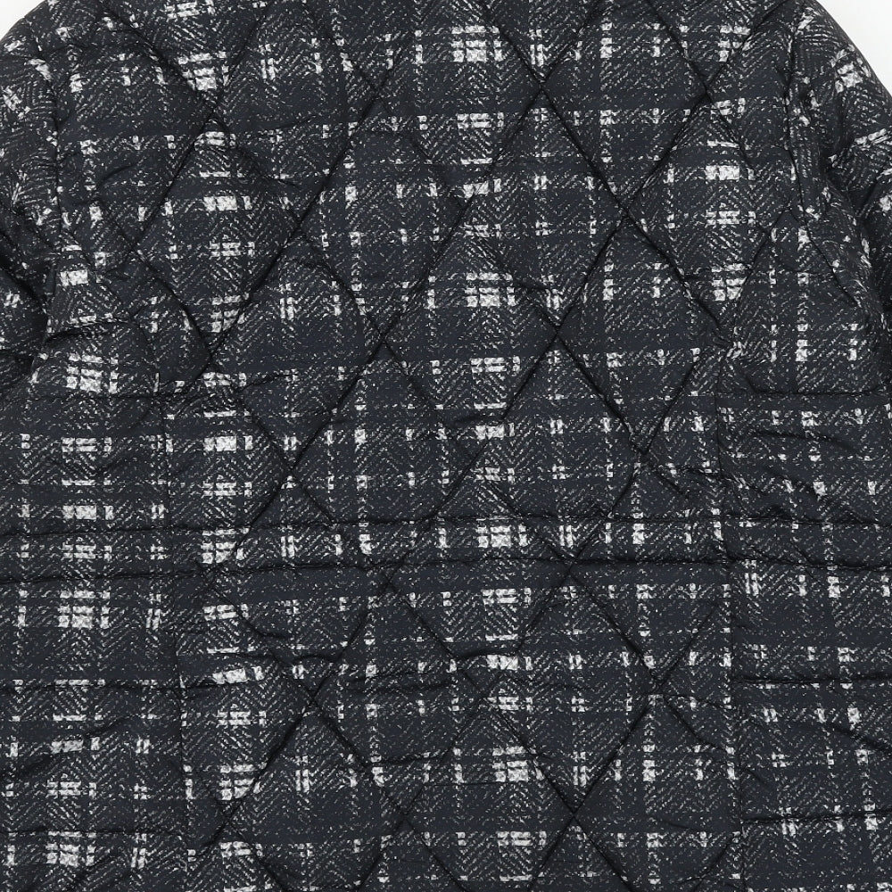 Marks and Spencer Womens Black Plaid Puffer Jacket Coat Size 16 Zip