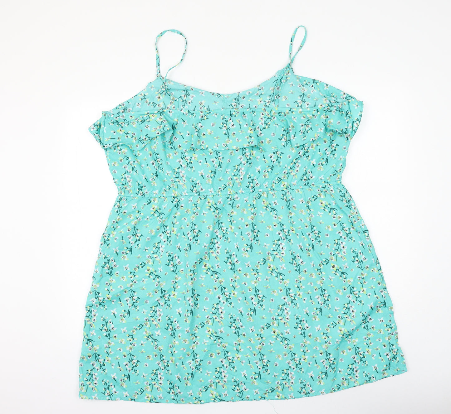 PEP&CO Womens Green Floral Polyester Shift Size 22 V-Neck Pullover