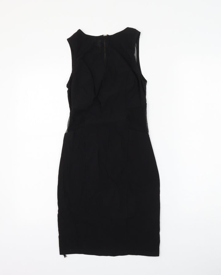 New Look Womens Black Viscose Tank Dress Size 8 Round Neck Zip