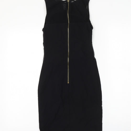New Look Womens Black Viscose Tank Dress Size 8 Round Neck Zip