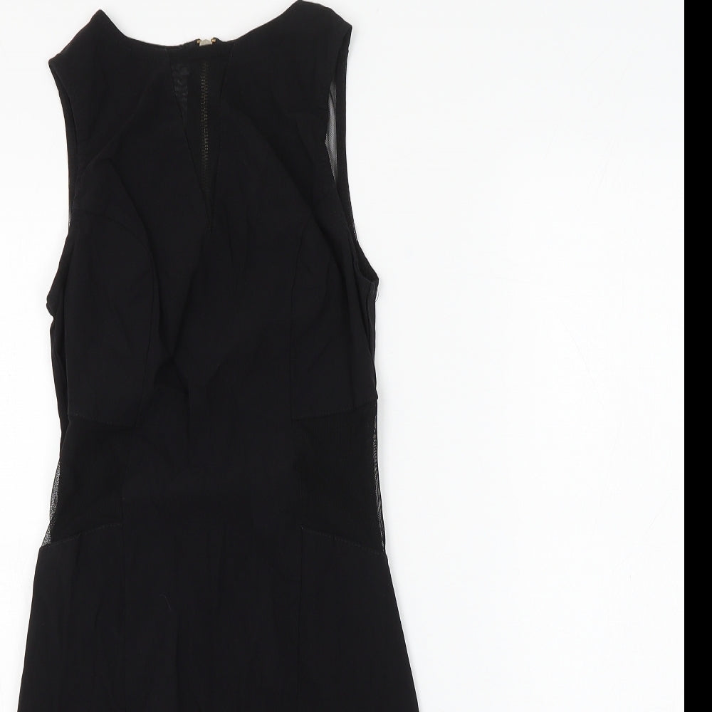 New Look Womens Black Viscose Tank Dress Size 8 Round Neck Zip