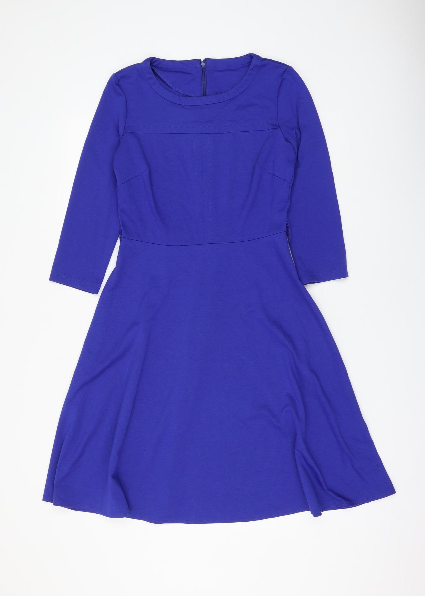 Debenhams Womens Blue Polyester Skater Dress Size 10 Round Neck Pullover
