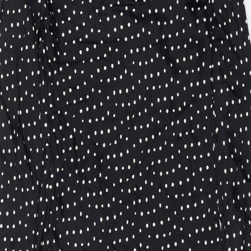 Zara Womens Black Polka Dot Viscose Shift Size M Round Neck Pullover