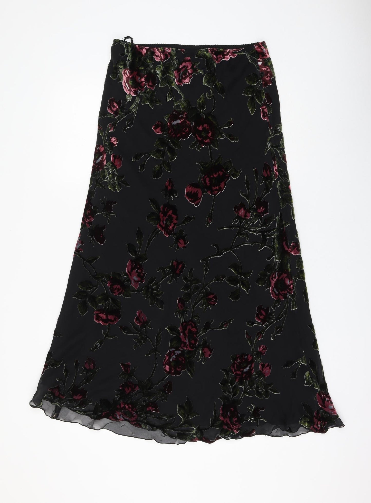 Hobbs Womens Black Floral Viscose A-Line Skirt Size 14