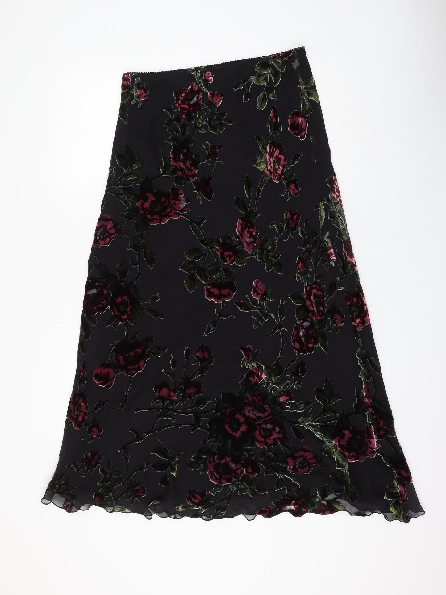 Hobbs Womens Black Floral Viscose A-Line Skirt Size 14
