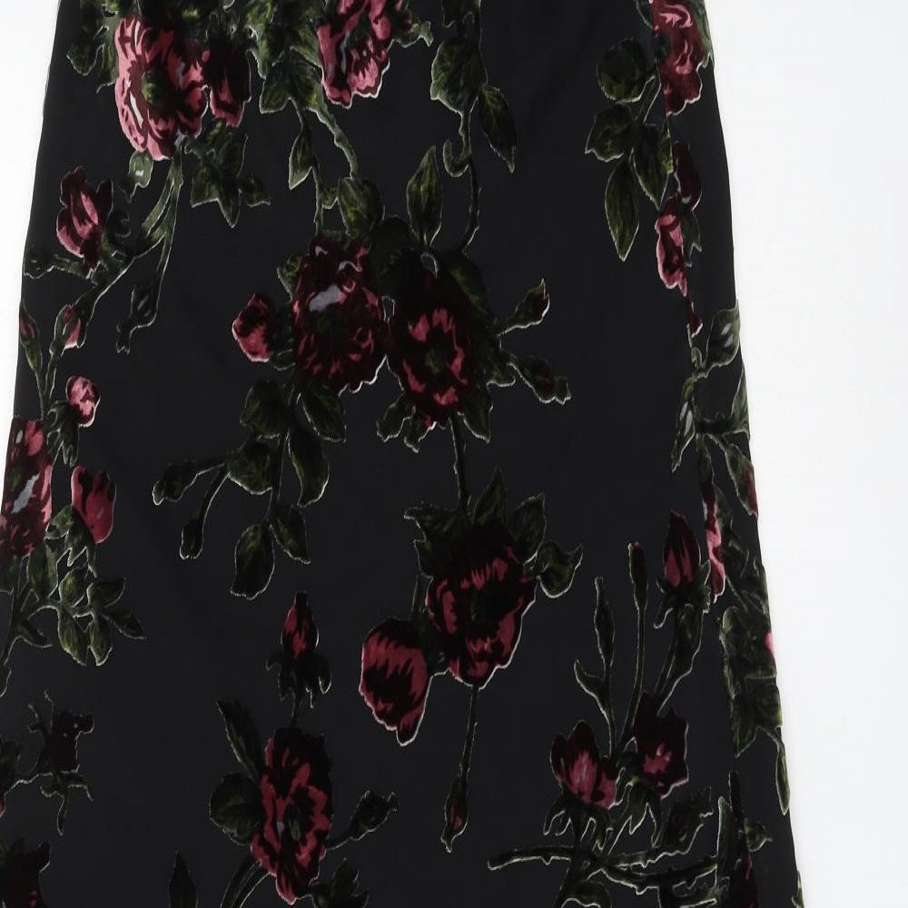 Hobbs Womens Black Floral Viscose A-Line Skirt Size 14