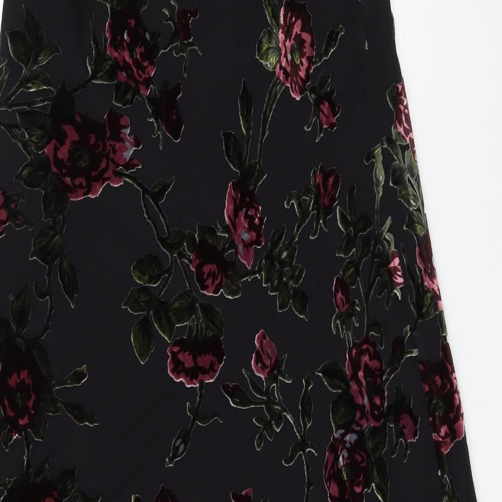 Hobbs Womens Black Floral Viscose A-Line Skirt Size 14