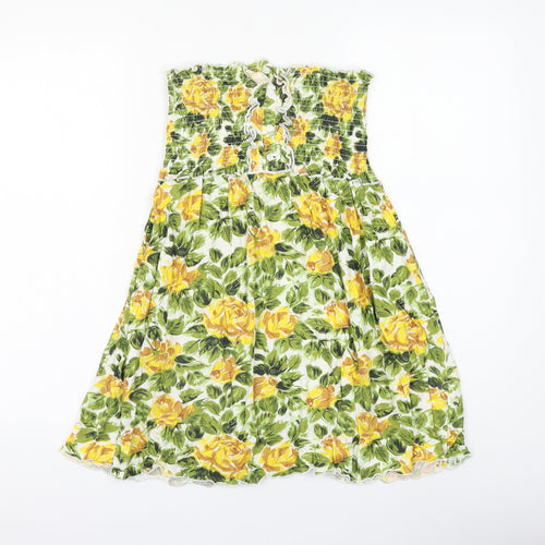 Primark Womens White Floral Cotton Shift Size 14 Off the Shoulder Pullover