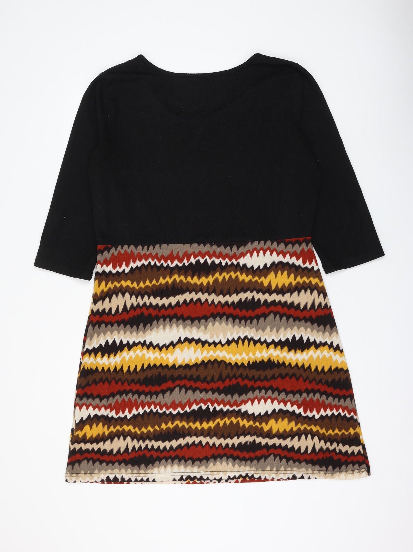 Samya Womens Multicoloured Geometric Polyester Shift Size 18 Scoop Neck Pullover